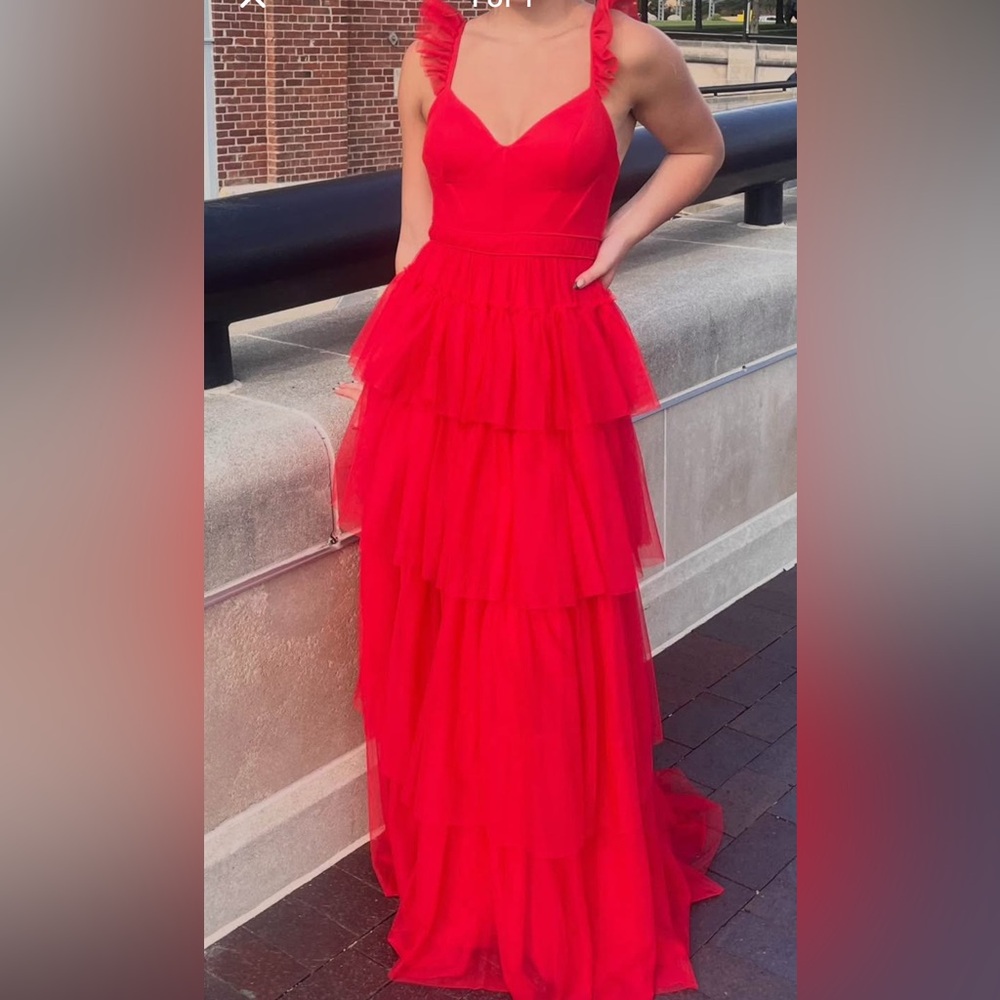Elegant Red Tiered Formal Dress